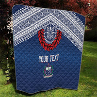 Manu Samoa Rugby Custom Navy Blue Quilt ʻIe Toga Pattern With Red Ula fala LT7 - Polynesian Pride