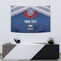 Manu Samoa Rugby Custom Navy Blue Tapestry ʻIe Toga Pattern With Red Ula fala LT7 - Polynesian Pride