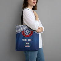 Manu Samoa Rugby Custom Navy Blue Tote Bag ʻIe Toga Pattern With Red Ula fala LT7 - Polynesian Pride