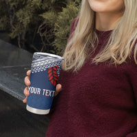Manu Samoa Rugby Custom Navy Blue Tumbler Cup ʻIe Toga Pattern With Red Ula fala LT7 - Polynesian Pride