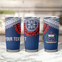 Manu Samoa Rugby Custom Navy Blue Tumbler Cup ʻIe Toga Pattern With Red Ula fala LT7 - Polynesian Pride