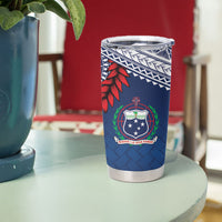Manu Samoa Rugby Custom Navy Blue Tumbler Cup ʻIe Toga Pattern With Red Ula fala LT7 - Polynesian Pride