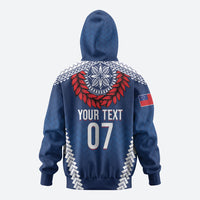 Manu Samoa Rugby Custom Navy Blue Zip Hoodie ʻIe Toga Pattern With Red Ula fala LT7 - Polynesian Pride