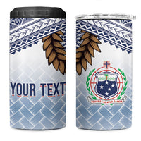 Manu Samoa Rugby Custom White 4 in 1 Can Cooler Tumbler ʻIe Toga Pattern With Brown Ula fala LT7 One Size: 16 oz White - Polynesian Pride