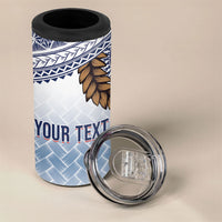 Manu Samoa Rugby Custom White 4 in 1 Can Cooler Tumbler ʻIe Toga Pattern With Brown Ula fala LT7 - Polynesian Pride