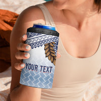 Manu Samoa Rugby Custom White 4 in 1 Can Cooler Tumbler ʻIe Toga Pattern With Brown Ula fala LT7 - Polynesian Pride