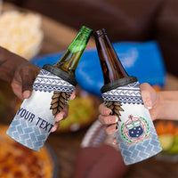 Manu Samoa Rugby Custom White 4 in 1 Can Cooler Tumbler ʻIe Toga Pattern With Brown Ula fala LT7 - Polynesian Pride