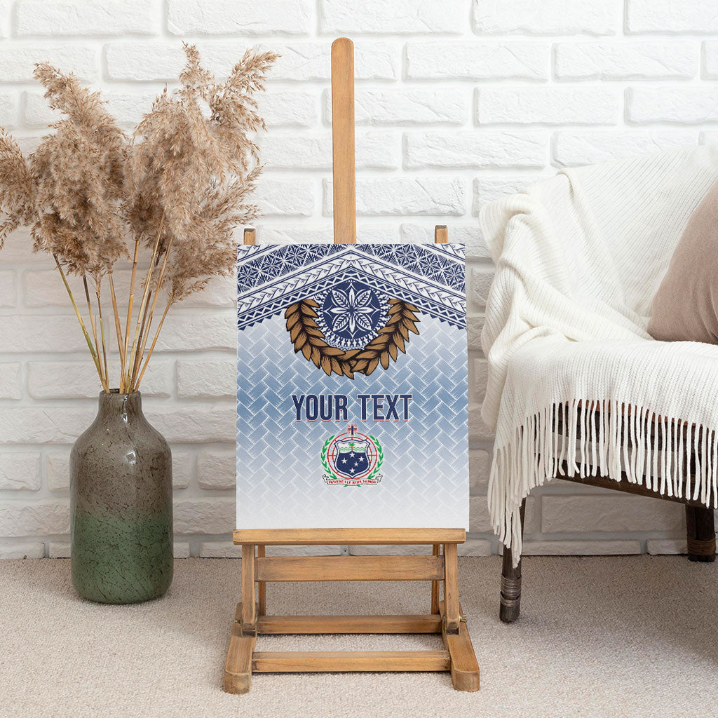 Manu Samoa Rugby Custom White Canvas Wall Art ʻIe Toga Pattern With Brown Ula fala LT7 - Polynesian Pride