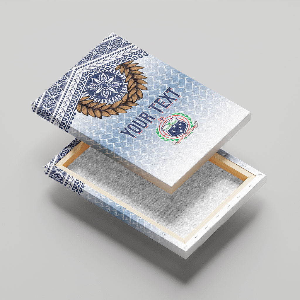 Manu Samoa Rugby Custom White Canvas Wall Art ʻIe Toga Pattern With Brown Ula fala LT7 - Polynesian Pride