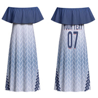 Manu Samoa Rugby Custom White Couples Matching Off Shoulder Maxi Dress and Hawaiian Shirt ʻIe Toga Pattern With Brown Ula fala LT7 - Polynesian Pride