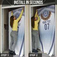 Manu Samoa Rugby Custom White Door Cover ʻIe Toga Pattern With Brown Ula fala LT7 - Polynesian Pride
