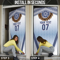 Manu Samoa Rugby Custom White Door Cover ʻIe Toga Pattern With Brown Ula fala LT7 - Polynesian Pride