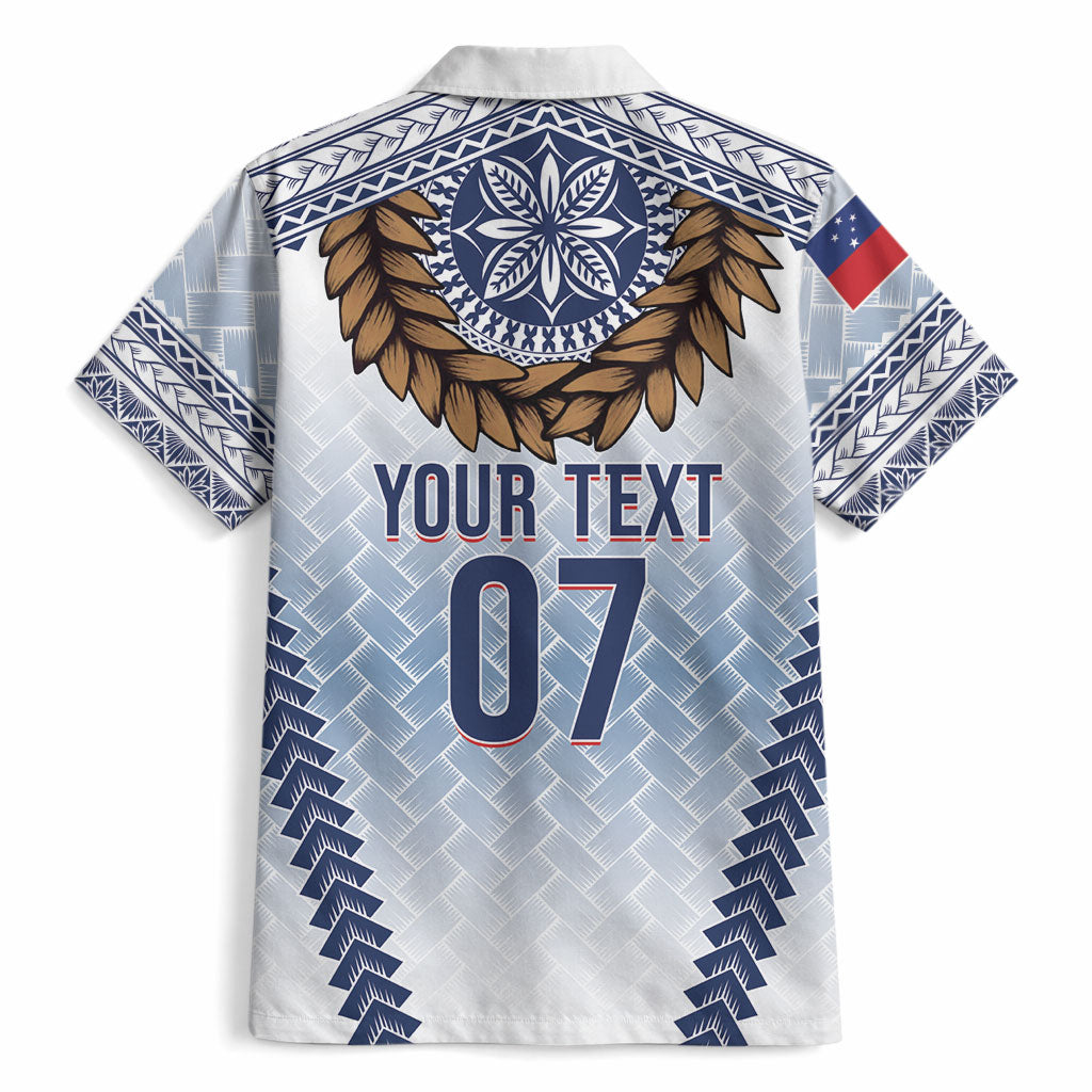 Manu Samoa Rugby Custom White Hawaiian Shirt ʻIe Toga Pattern With Brown Ula fala LT7 - Polynesian Pride