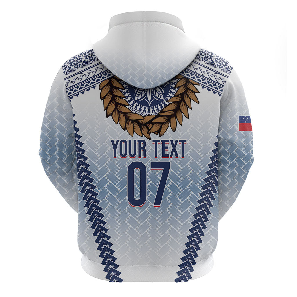 Manu Samoa Rugby Custom White Hoodie ʻIe Toga Pattern With Brown Ula fala LT7 - Polynesian Pride