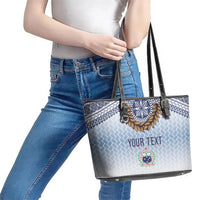 Manu Samoa Rugby Custom White Leather Tote Bag ʻIe Toga Pattern With Brown Ula fala LT7 - Polynesian Pride