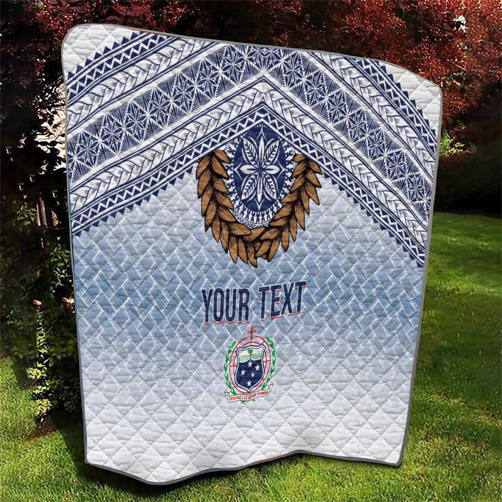 Manu Samoa Rugby Custom White Quilt ʻIe Toga Pattern With Brown Ula fala LT7 - Polynesian Pride