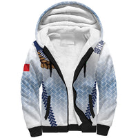 Manu Samoa Rugby Custom White Sherpa Hoodie ʻIe Toga Pattern With Brown Ula fala LT7 Unisex White - Polynesian Pride