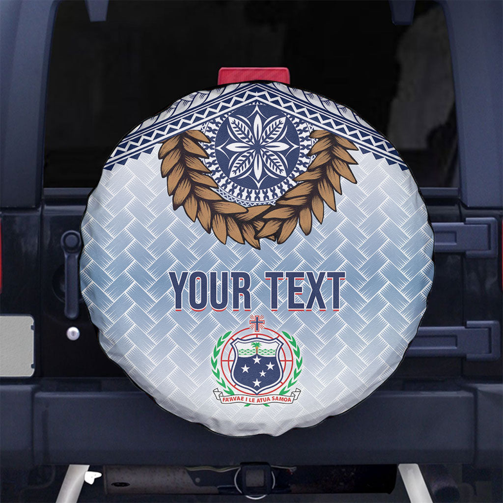Manu Samoa Rugby Custom White Spare Tire Cover ʻIe Toga Pattern With Brown Ula fala