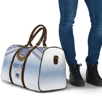 Manu Samoa Rugby Custom White Travel Bag ʻIe Toga Pattern With Brown Ula fala LT7 - Polynesian Pride