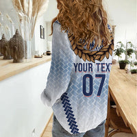 Manu Samoa Rugby Custom White Women Casual Shirt ʻIe Toga Pattern With Brown Ula fala LT7 - Polynesian Pride