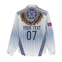 Manu Samoa Rugby Custom White Women Casual Shirt ʻIe Toga Pattern With Brown Ula fala LT7 - Polynesian Pride