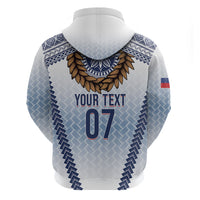 Manu Samoa Rugby Custom White Zip Hoodie ʻIe Toga Pattern With Brown Ula fala LT7 - Polynesian Pride