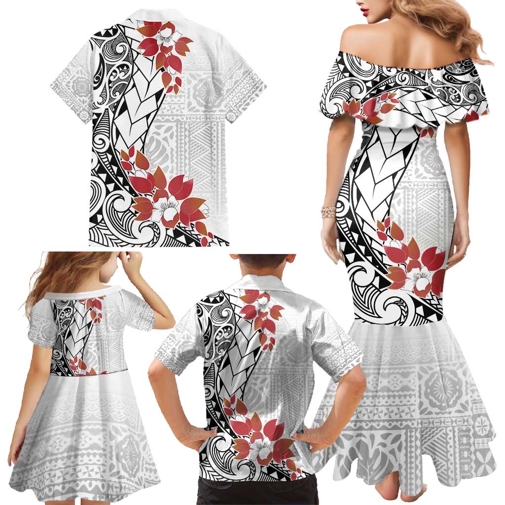 Bula Fiji Day Family Matching Mermaid Dress and Hawaiian Shirt Tagimaucia on Masi Pattern LT7 - Polynesian Pride