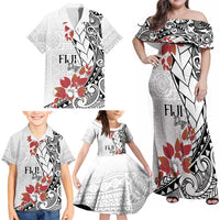 Bula Fiji Day Family Matching Off Shoulder Maxi Dress and Hawaiian Shirt Tagimaucia on Masi Pattern LT7 - Polynesian Pride