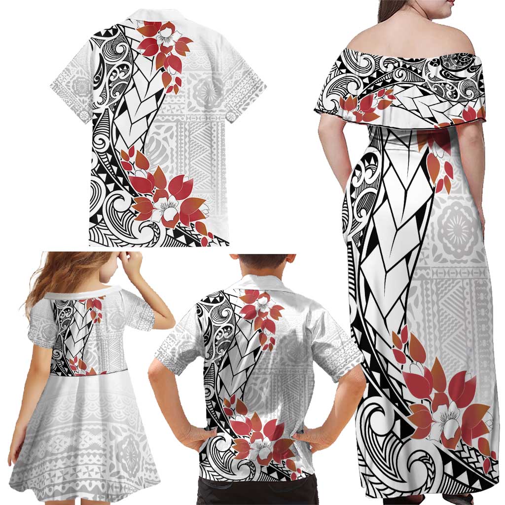 Bula Fiji Day Family Matching Off Shoulder Maxi Dress and Hawaiian Shirt Tagimaucia on Masi Pattern LT7 - Polynesian Pride
