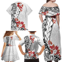 Bula Fiji Day Family Matching Off Shoulder Maxi Dress and Hawaiian Shirt Tagimaucia on Masi Pattern LT7 - Polynesian Pride
