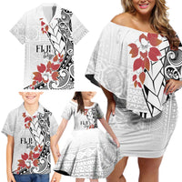 Bula Fiji Day Family Matching Off Shoulder Short Dress and Hawaiian Shirt Tagimaucia on Masi Pattern LT7 - Polynesian Pride