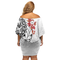 Bula Fiji Day Family Matching Off Shoulder Short Dress and Hawaiian Shirt Tagimaucia on Masi Pattern LT7 - Polynesian Pride