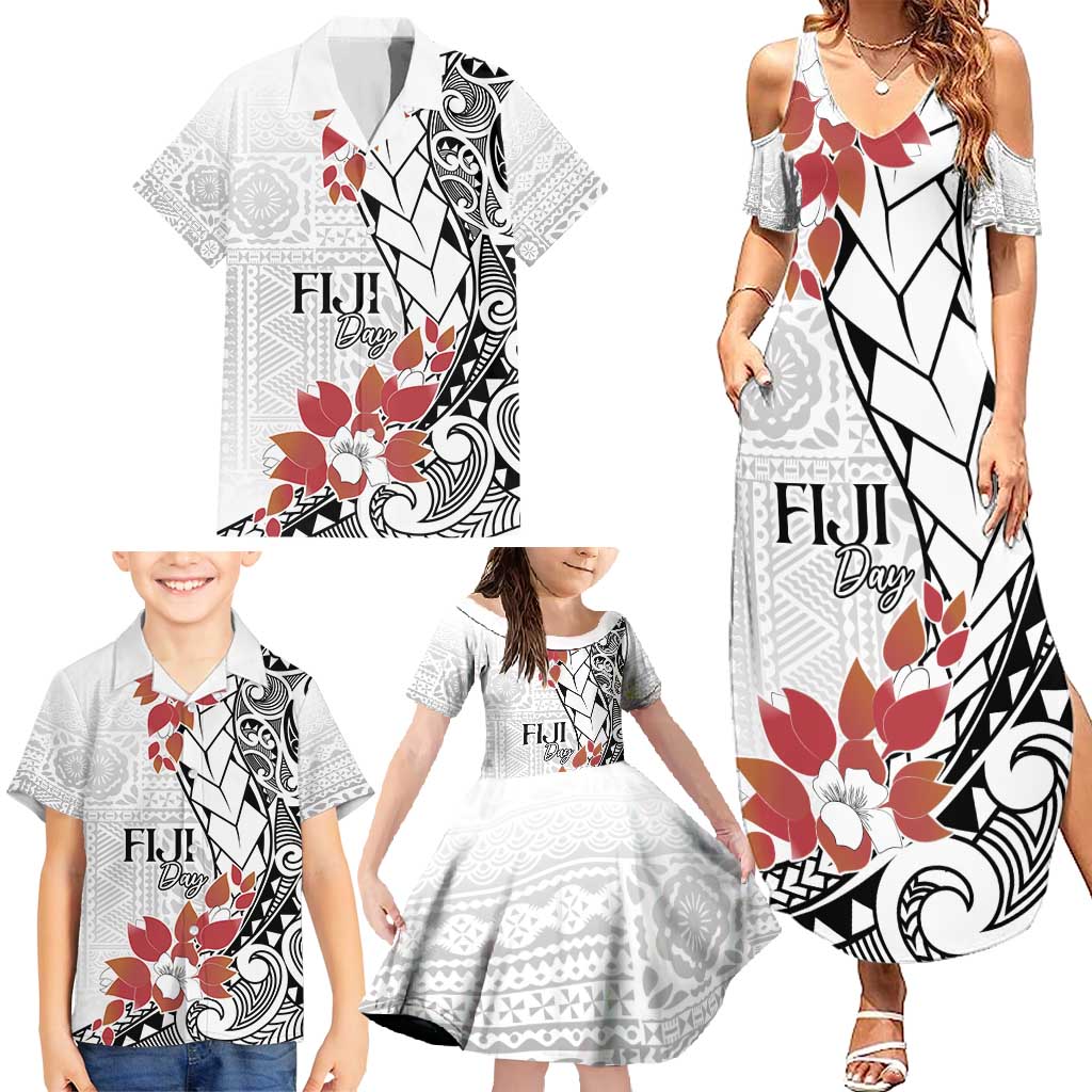 Bula Fiji Day Family Matching Summer Maxi Dress and Hawaiian Shirt Tagimaucia on Masi Pattern LT7 - Polynesian Pride