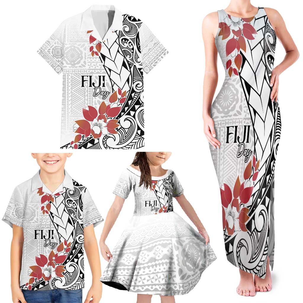 Bula Fiji Day Family Matching Tank Maxi Dress and Hawaiian Shirt Tagimaucia on Masi Pattern LT7 - Polynesian Pride