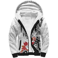 Bula Fiji Day Sherpa Hoodie Tagimaucia on Masi Pattern LT7 Unisex White - Polynesian Pride