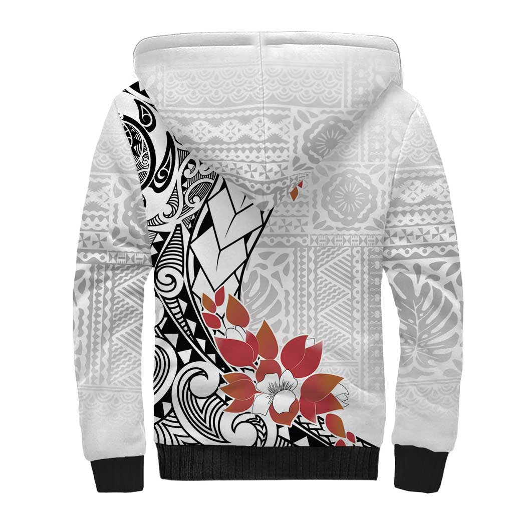 Bula Fiji Day Sherpa Hoodie Tagimaucia on Masi Pattern LT7 - Polynesian Pride
