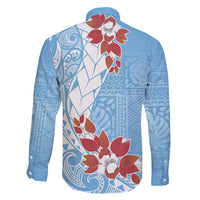Bula Fiji Day Family Matching Off Shoulder Maxi Dress and Hawaiian Shirt Tagimaucia on Masi Pattern - Turquoise LT7 - Polynesian Pride
