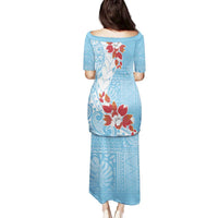 Bula Fiji Day Family Matching Puletasi and Hawaiian Shirt Tagimaucia on Masi Pattern - Turquoise LT7 - Polynesian Pride