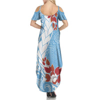 Bula Fiji Day Family Matching Summer Maxi Dress and Hawaiian Shirt Tagimaucia on Masi Pattern - Turquoise LT7 - Polynesian Pride