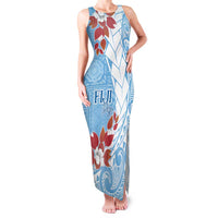 Bula Fiji Day Family Matching Tank Maxi Dress and Hawaiian Shirt Tagimaucia on Masi Pattern - Turquoise LT7 Mom's Dress Turquoise - Polynesian Pride