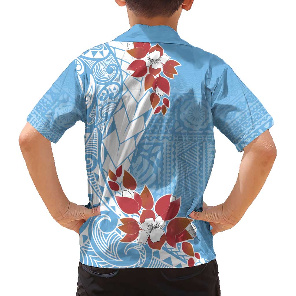 Bula Fiji Day Kid Hawaiian Shirt Tagimaucia on Masi Pattern - Turquoise LT7 - Polynesian Pride