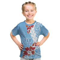 Bula Fiji Day Kid T Shirt Tagimaucia on Masi Pattern - Turquoise LT7 Turquoise - Polynesian Pride