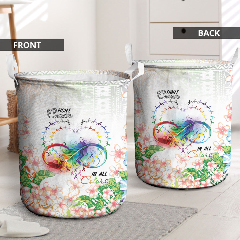 Fight Cancer In All Colors Laundry Basket Plumeria Mix Tapa Pattern