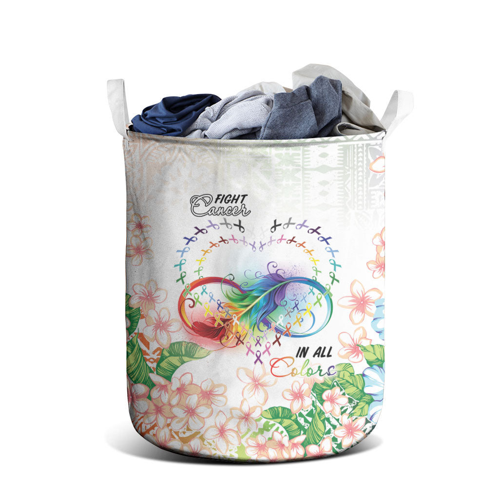 Fight Cancer In All Colors Laundry Basket Plumeria Mix Tapa Pattern