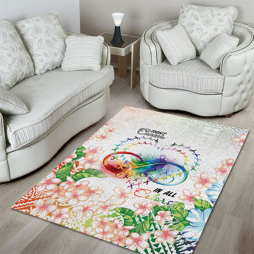 Fight Cancer In All Colors Area Rug Plumeria Mix Tapa Pattern