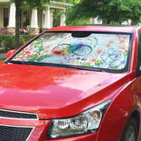 Fight Cancer In All Colors Auto Sun Shade Plumeria Mix Tapa Pattern
