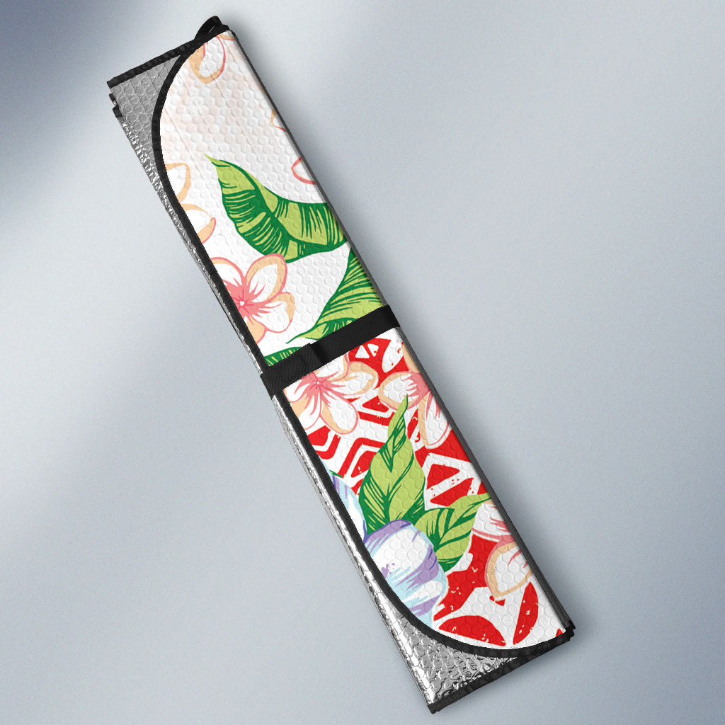 Fight Cancer In All Colors Auto Sun Shade Plumeria Mix Tapa Pattern