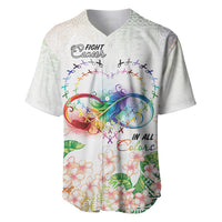 Fight Cancer In All Colors Baseball Jersey Plumeria Mix Tapa Pattern