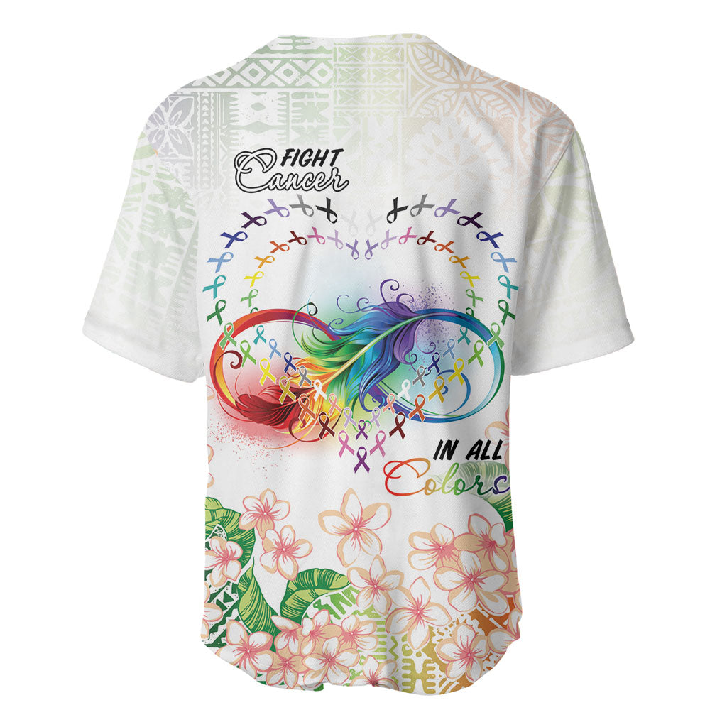 Fight Cancer In All Colors Baseball Jersey Plumeria Mix Tapa Pattern