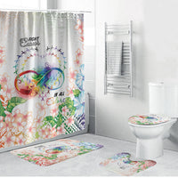 Fight Cancer In All Colors Bathroom Set Plumeria Mix Tapa Pattern